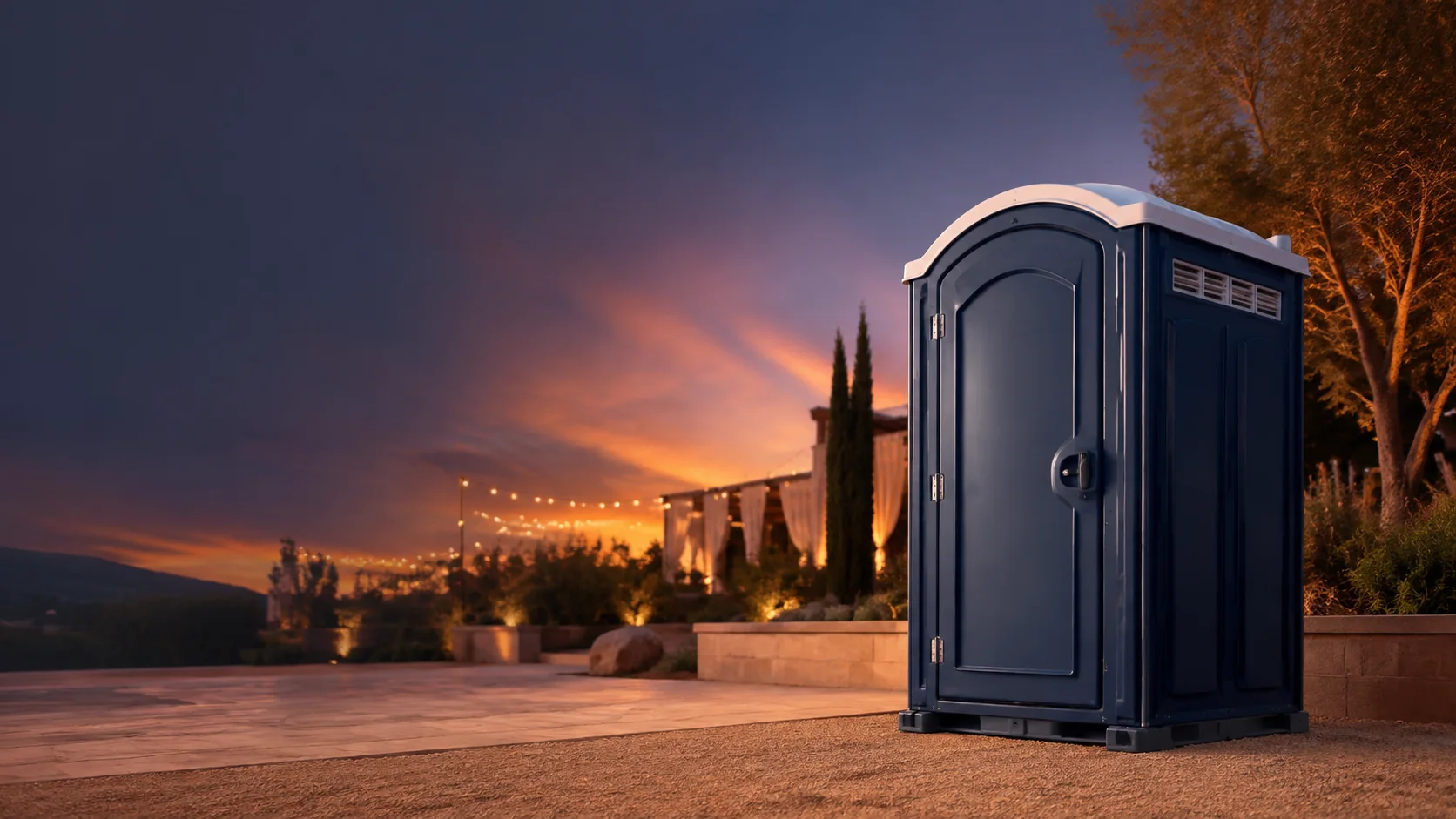 Portable restroom shown for rental planning in Tallahassee, FL